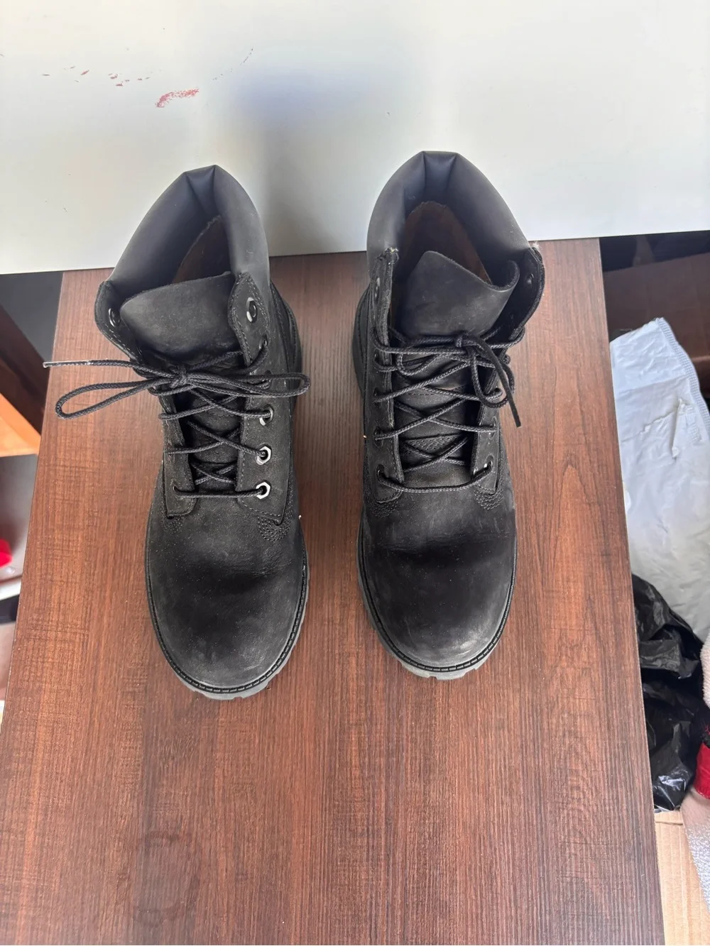 Youth Timberland’s Black Suede Lace-Up Work Boots